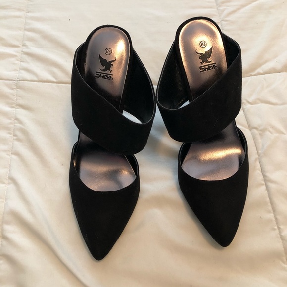 Black suede slide on heels - Picture 4 of 5